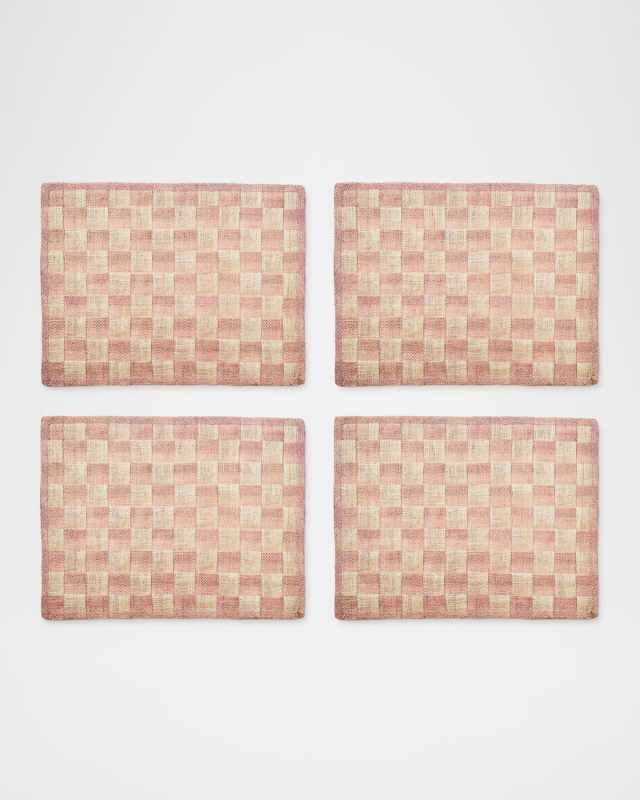 Pink Check Sinamay Placemats, Set of 4